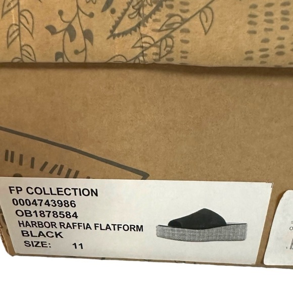 Free People Bohemian Harbor Raffia Flatform Sandals Black 11 Platform Chunky - Picture 6 of 16